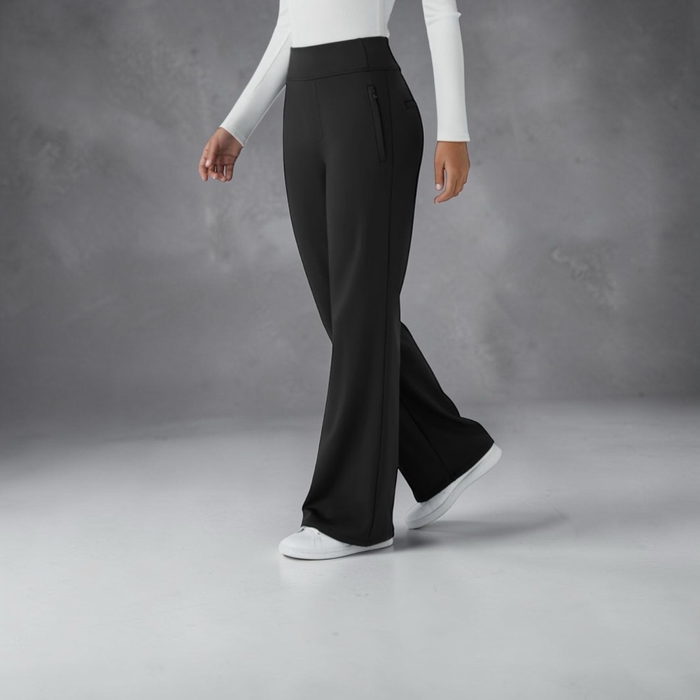 HALARA Wide-Leg Mid-Waist Pants in Black NWT